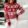 thumbnail image 2 of Christmas Sweaters Women 3X Crew Neck Elk Snowflake Christmas Xmas Pullover Sweater knit Tops Blouse Jumper Tops , XXL, 2 of 9
