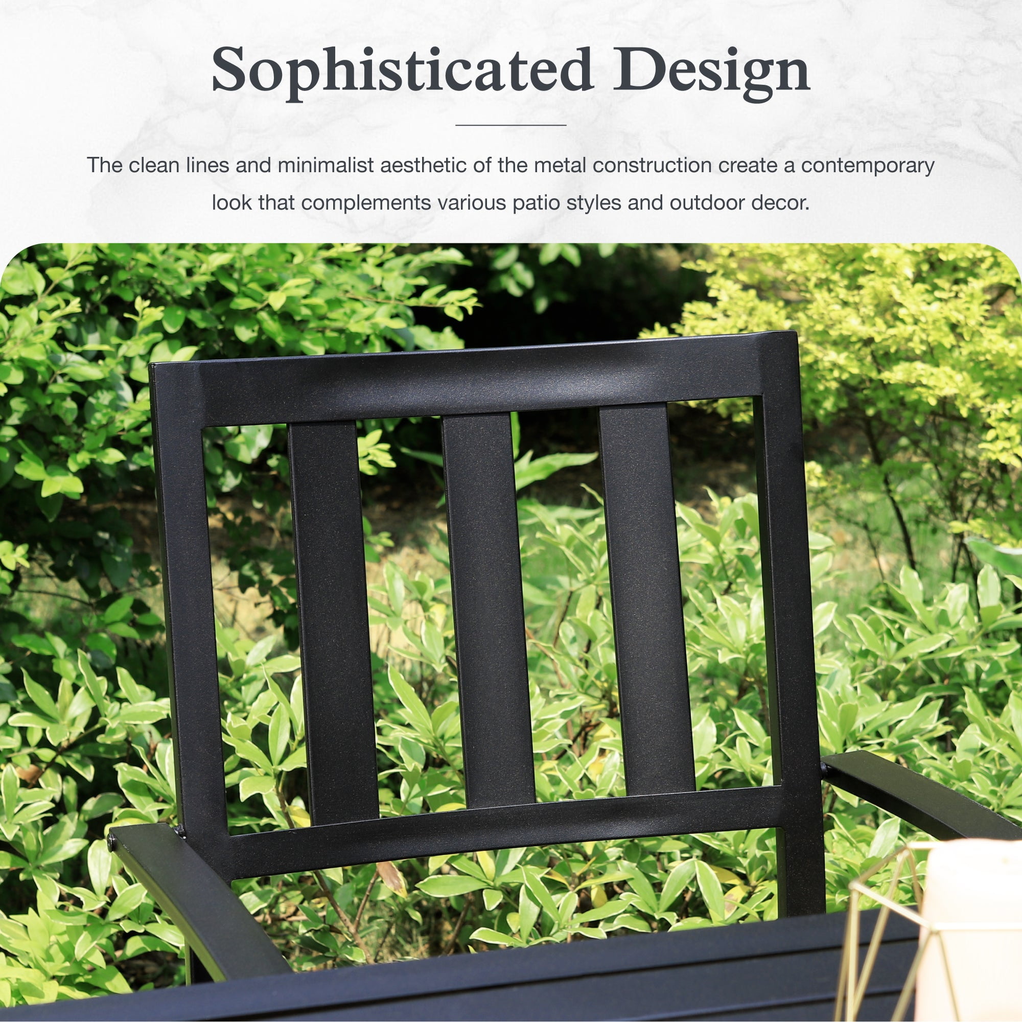 Sophia & William Metal Outdoor Patio Dining Chair Stackable Chairs Set of 2 in Black
