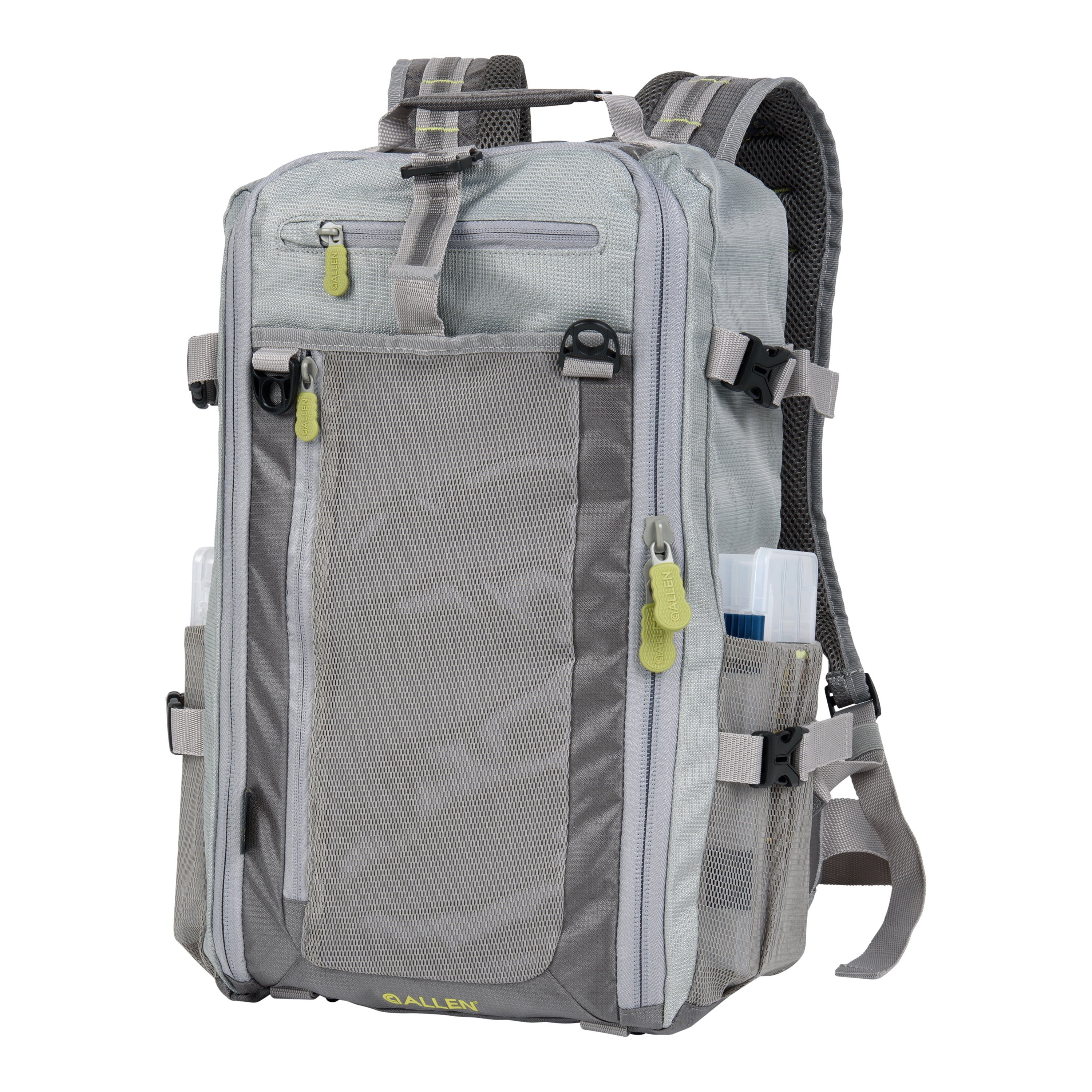 Allen Company Blue Mesa Fly Fishing Pack, 12"L x 6"W x 20"H, 23.25 liters, Gray/Lime