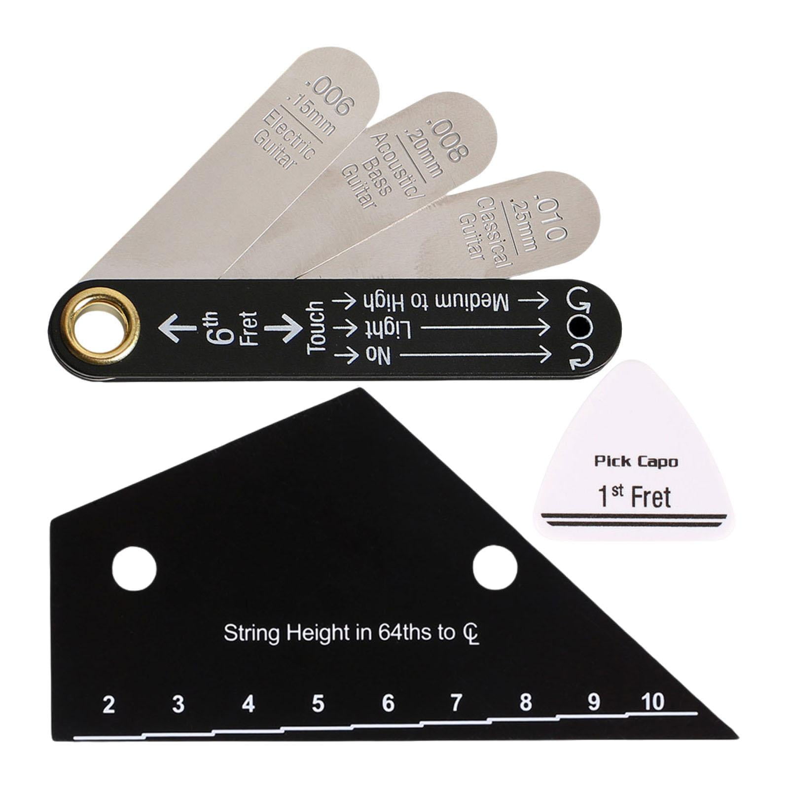 3 Pieces Guitar String Ruler Gauge Measuring Tool Kit Stainless Steel for Electric Acoustic Classical Guitar Players