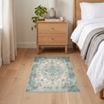 thumbnail image 3 of ODIKA 2'x3' Ultra-Soft Accent Mat, Grey Distressed Vintage Scroll Botanical Motifs Woodland Beige None Washable, Bare feet friendly, Easy Care Indoor rug for Bedside, Footrest, 3 of 7