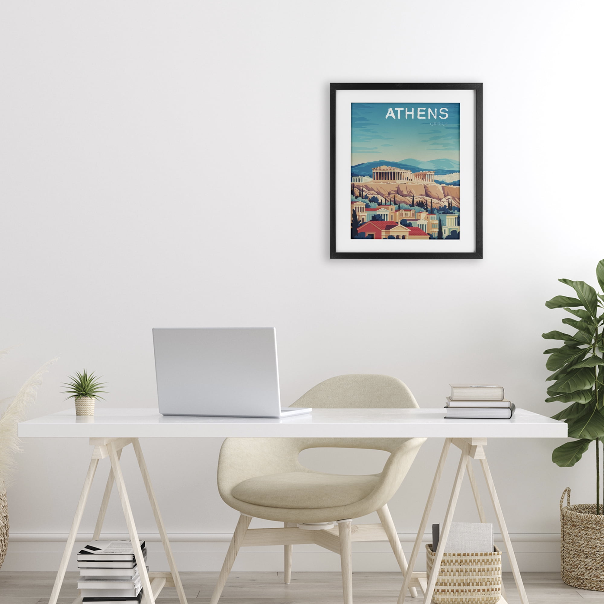 Stupell Industries Athens Topography Cityscape Black Framed Print Under Glass, design by Andreas Magnusson