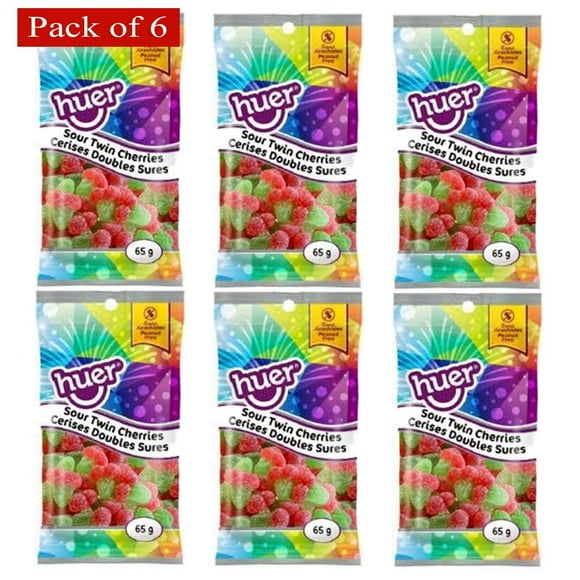 Huer Pocket Pals Sour Twin Cherries 75g (Pack of 6) $4.99 ea.