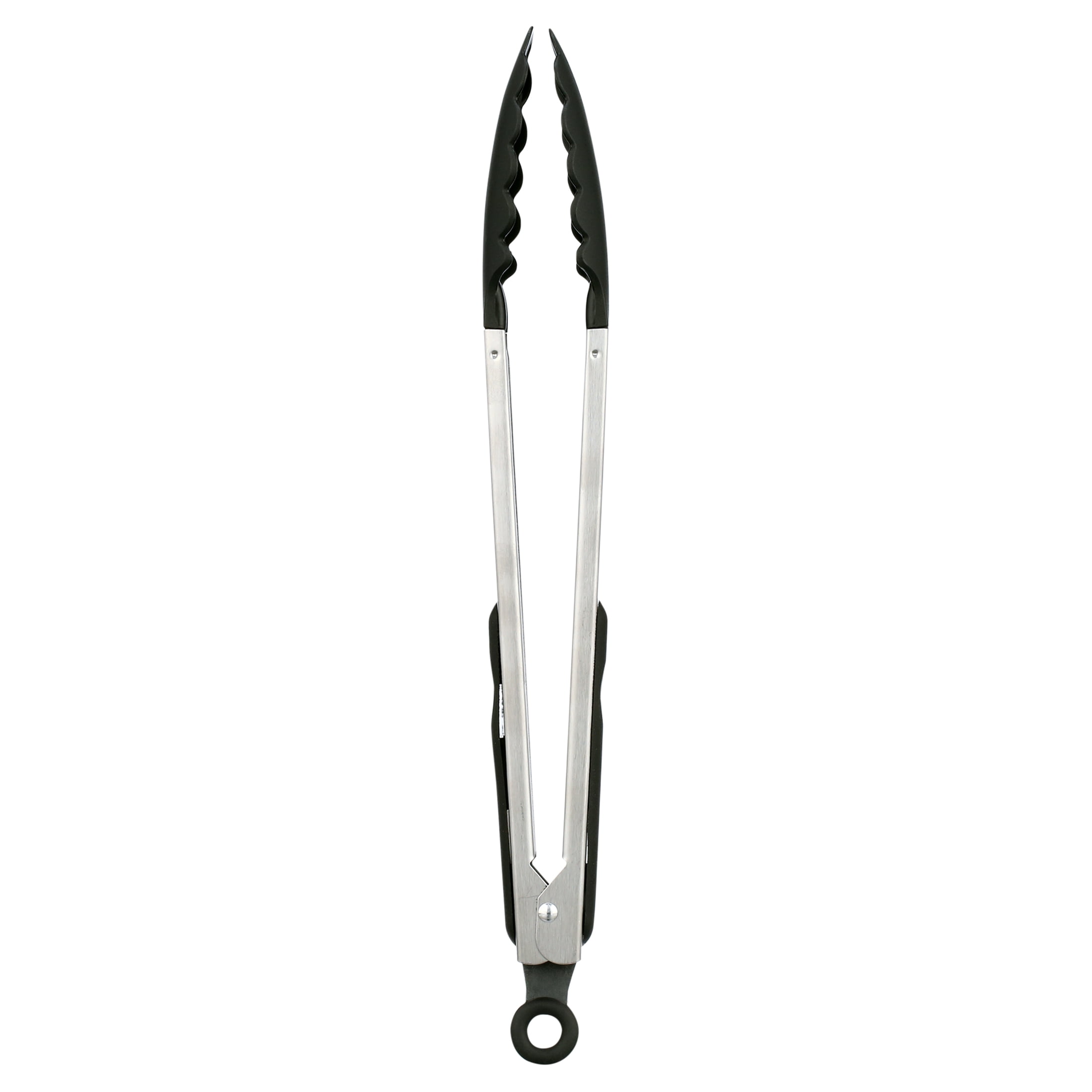 Mainstays Stainless Steel and Black Dripless Tongs