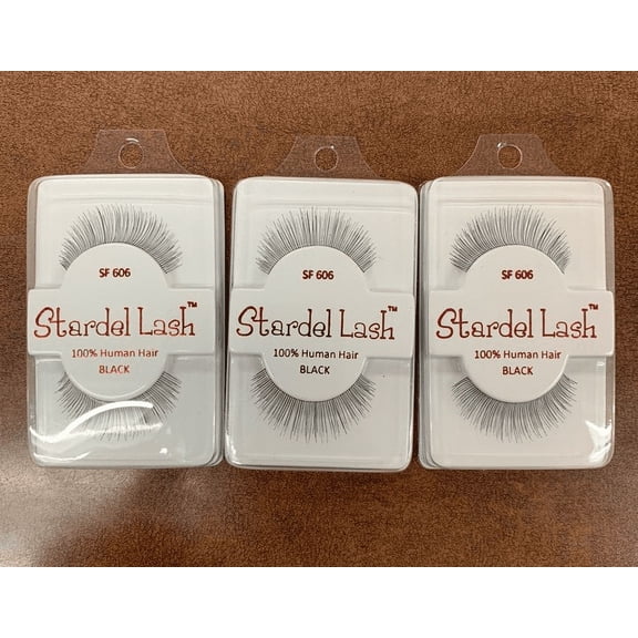 Stardel Lash 100% Human Hair Eyelashes Black - SF 606(pack of 3)