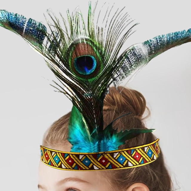 indio Diadema de s Diadema bohemia Diadema Diadema americana Diadema hippie para disfraces Festival de carnaval universales 55cm Yinane Tocado indio