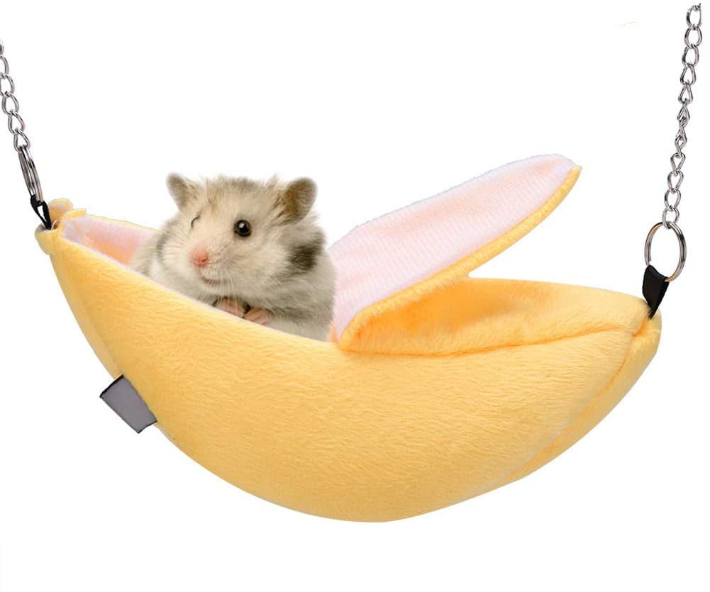 Pet Small Animals Sugar Gliders Yellow Banana Hanging Soft Bed House 
