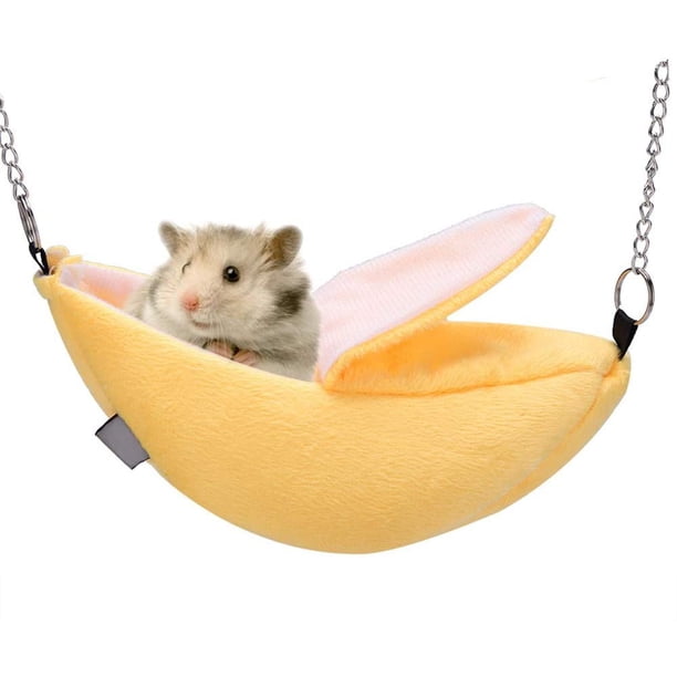 Cama de hámster para mascotas, casa colgante en forma de plátano para dormir, alfombrilla de jaula cálida de invierno para jerbos, chinchillas, cobayas, animales pequeños Namotu LKX-0780-1