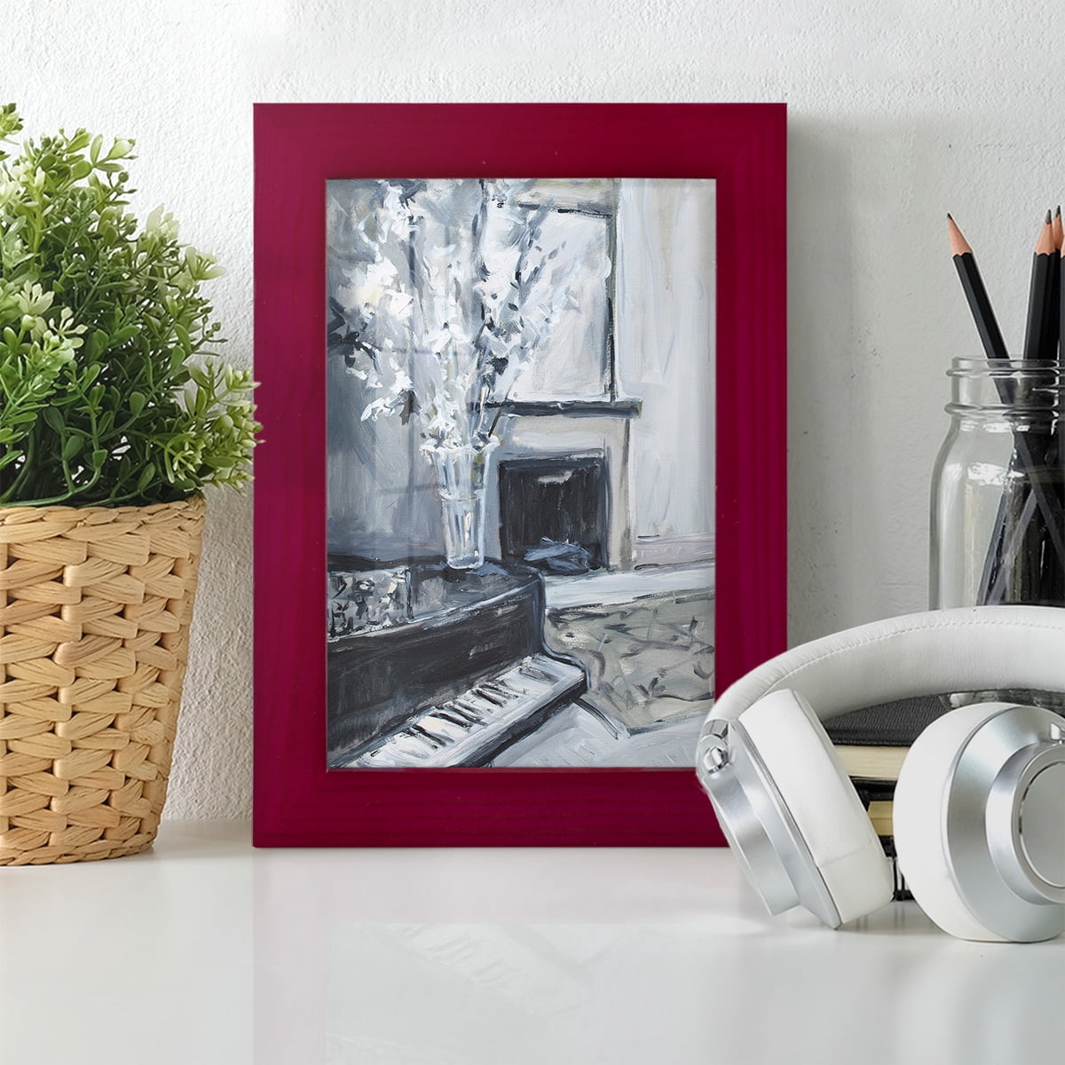 Piano Blues III - Framed Print w/glass - Cherry Red