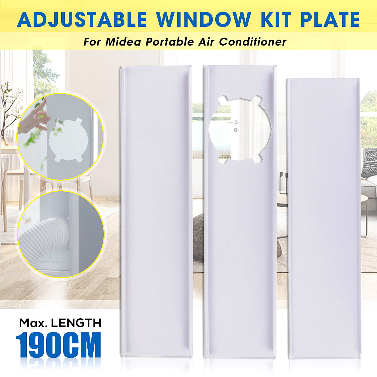 Rhodesy Centre Pivot Roof Window Sealing Kit for Portable Air-Conditioner and Tumble Dryer for Window Perimeter up to 390 cm （190cm x2 Works with Every Mobile Air-Conditioning Unit