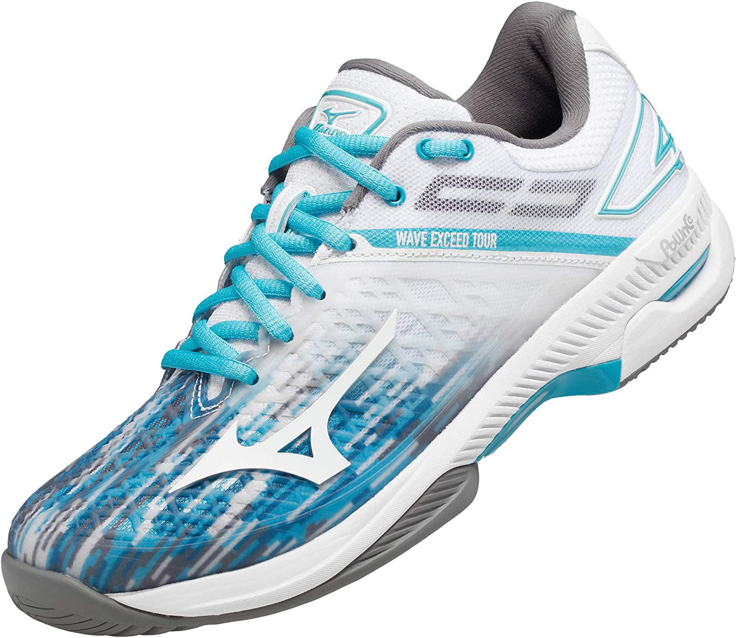 Mizuno Womens Wave Exceed Tour 4 AC Tennis Shoes Blue White Sports Breathable 