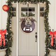 thumbnail image 5 of Escena navideña de Navidad, corona de madera con lazo, piñas, cartel colgante rústico, placa, decoración navideña, puerta delantera, Navidad, hogar, ventana, pared, 5 of 5