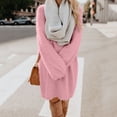 thumbnail image 4 of Hevirgo Chic Women Autumn Solid Color O Neck Sweater Fluffy Loose Knee-length Dress, 4 of 8