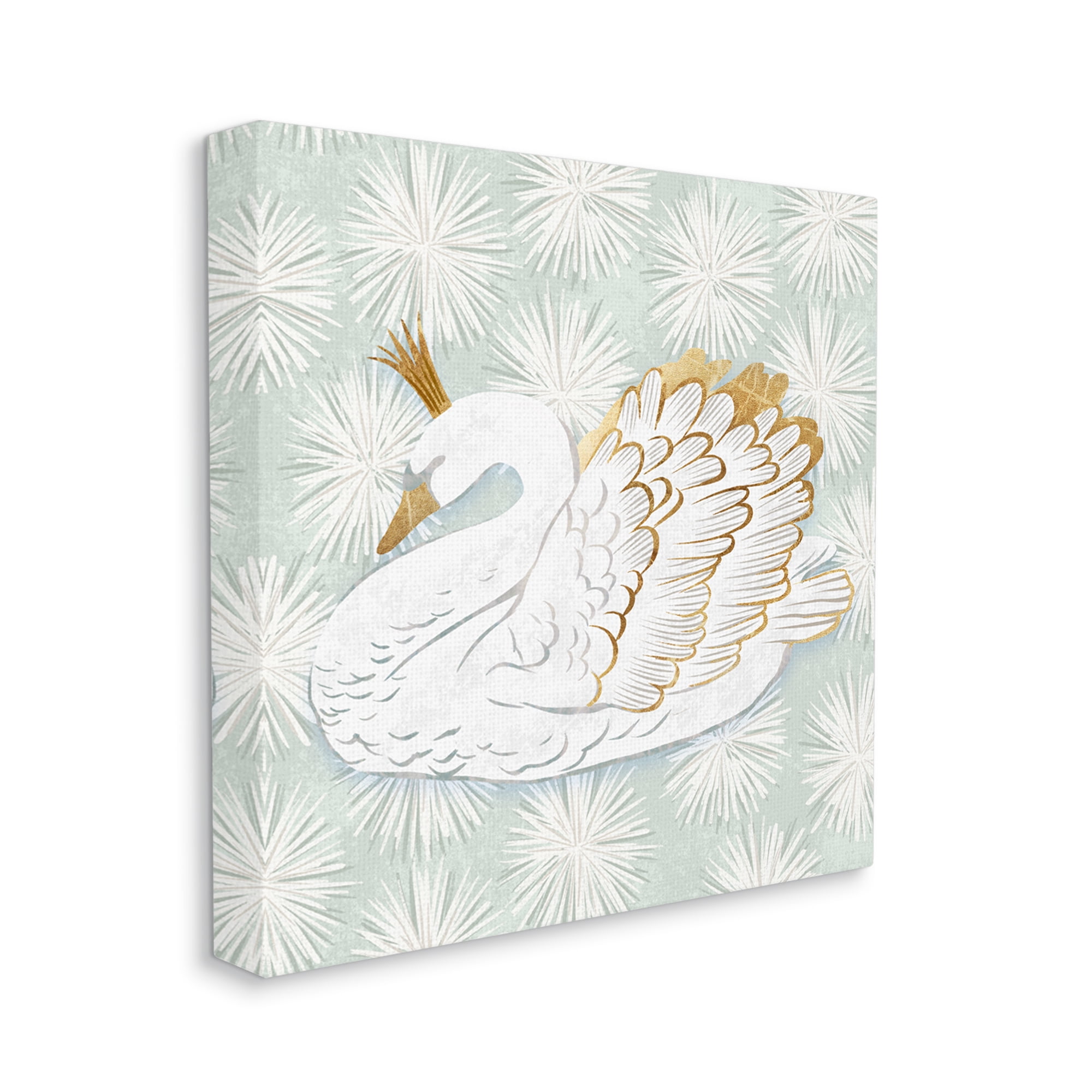 Stupell Glam Crown Swan Patterned Animals & Insects Painting Gallery Wrapped Canvas Print Wall Art