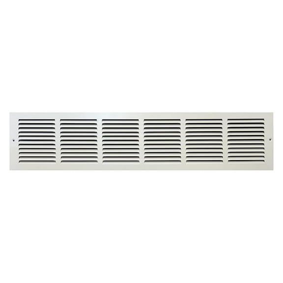 34'' x 6'' [Duct Opening] Flat Stamped Steel Return Air Grille - Sidewall and Ceiling - HVAC Vent Duct Cover - White [Outer Dimensions: 35.75''w X 7.75''h]