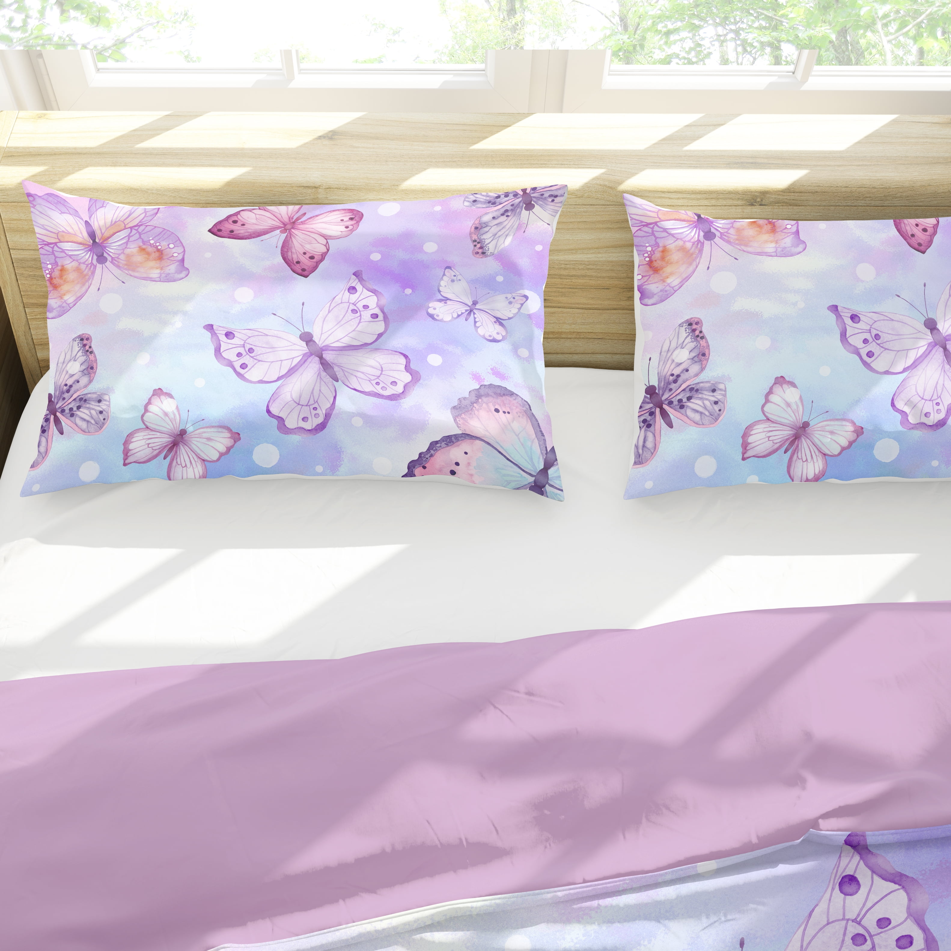 Psoiuetr Butterfly Comforter Set Twin Size for Girls Kids Teens Blue Purple Tie Dye Bedding Set 3 Pieces