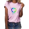 thumbnail image 2 of Womens Plus Size Clearance,Valentine'S Day Woman Causal Round-Neck Print Blouse Short Sleeve T-Shirt Tops, 2 of 7