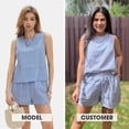 thumbnail image 2 of Qaspx Womens 2 Piece Outfit Sleeveless Tank Top Matching Shorts Loungewear Striped Vacation Sets, 2 of 5