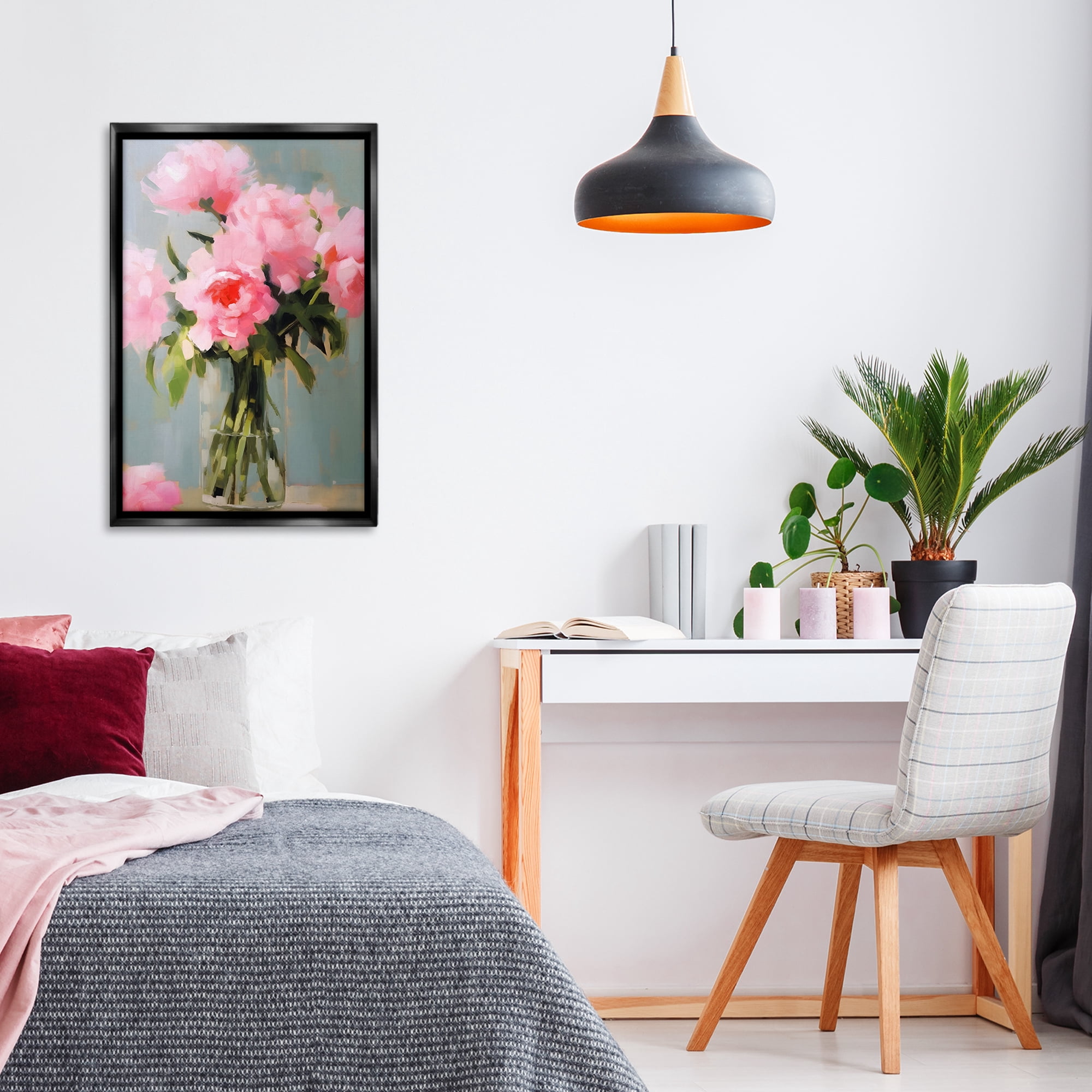 Stupell Industries Confetti Roses Bouquet Botanical & Floral Painting Black Floater Framed Art Print Wall Art, 21 x 31
