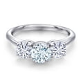 thumbnail image 3 of Gem Stone King 925 Sterling Silver Sky Blue Aquamarine and White Moissanite Engagement Ring for Women | 1.75 Cttw | Round 6MM | Gemstone March Birthstone | Size 9, 3 of 7