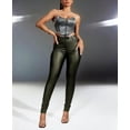 thumbnail image 6 of High-Waisted Slant Pocket Double Button PU Leather Skinny Stretchy Tapered Womens Pants, 6 of 6
