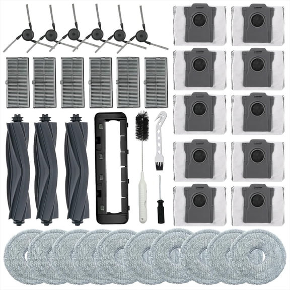 39Pcs Replacement Parts for Dreame X40 Ultra/L40 Ultra, and for MOVA P10 / P50 Pro Ultra Vacuum Cleaner Accessories Kit,3 Main Brush,1 MainBrush Cover，10 Mop Pads,6 Filters,6 Side Brush,10 Dust Bags