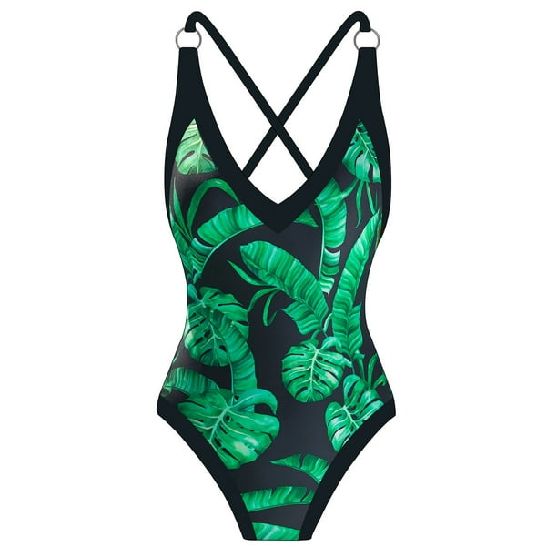 REORIAFEE Women's One Piece Swimsuit Floral Print Swimwear Floral