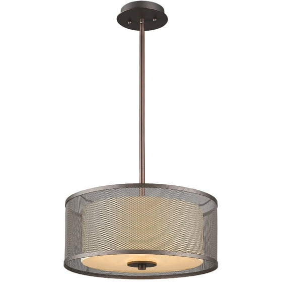 AUDREY Transitional 3 Light Rubbed Bronze Ceiling Pendant 15" Wide