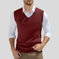 thumbnail image 2 of Stylish Sleeveless Sweater Vest for Men V-Neck Knitted Top Ideal for Spring Casual Wear Lightweight Comfortable Layering Piece Versatile Fashion Mens T-Shirts Cotton White 4xl T Shirts Big and Tall, 2 of 6