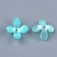thumbnail image 2 of Cellulose Acetate(Resin) Bead Caps 4-Petal Flower Sky Blue 13x13x3mm Hole: 1mm, 2 of 2