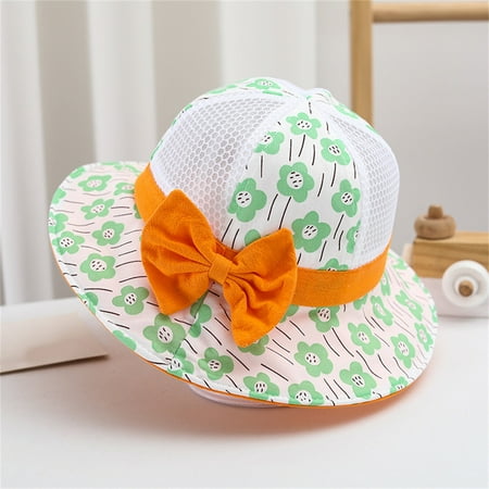

Shldybc Toddler Baby Summer Sun Protection Fashion Flower Print Mesh Breathable Sun-hat Cute Sunscreen Hat Cap Baby Sun Hat on Clearance( Green 1-4 Years )