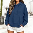 thumbnail image 2 of Dgankt Women's Oversized Cropped Hooded Pullover Sweatshirt Long Sleeve Drop Shoulder with Kangaroo Pocket, 2 of 9