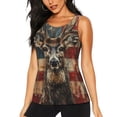 thumbnail image 1 of Fotbe American Flag Deer Art Blusas Sin Mangas para Mujer – Estilo Casual, Corte Suelto, Slim-Fit, Cuello Redondo Deportivo, Tops de Verano para Gimnasio y Yoga-Small, 1 of 7
