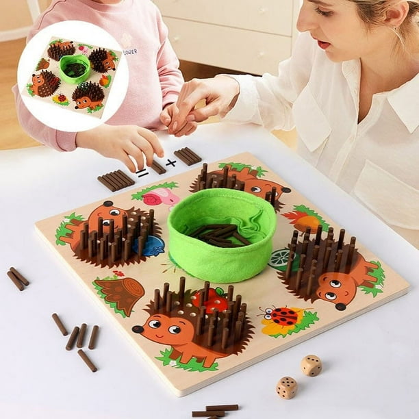 Juguetes para piscina, juguetes para bebés, juguetes de aprendizaje temprano con forma de erizo para contar, rompecabezas de madera para la educación temprana de los niños, juego sensorial de palos de