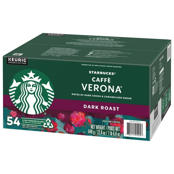 Starbucks Caffe Verona Dark Roast Coffee, K-Cups, 54 Count, 648g/22.8oz Box