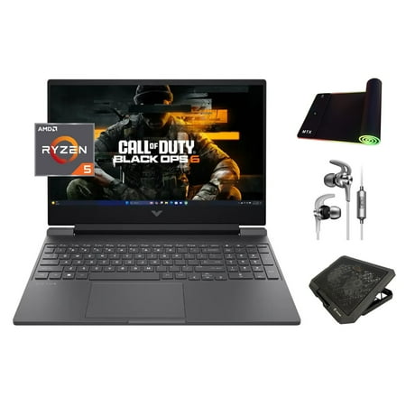 HP Victus Gaming Laptop, 144Hz 15.6" Full HD IPS, Ryzen 5 7535HS (Beats i7-1225U), Radeon RX 6550M GPU, 64GB DDR5 RAM, 2TB SSD, HDMI 2.1, RJ45, Backlit, Win 11