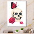 thumbnail image 1 of Designart Skull With Red Rose & Butterfly Modern & Contemporary Framed Wall Art, 1 of 4