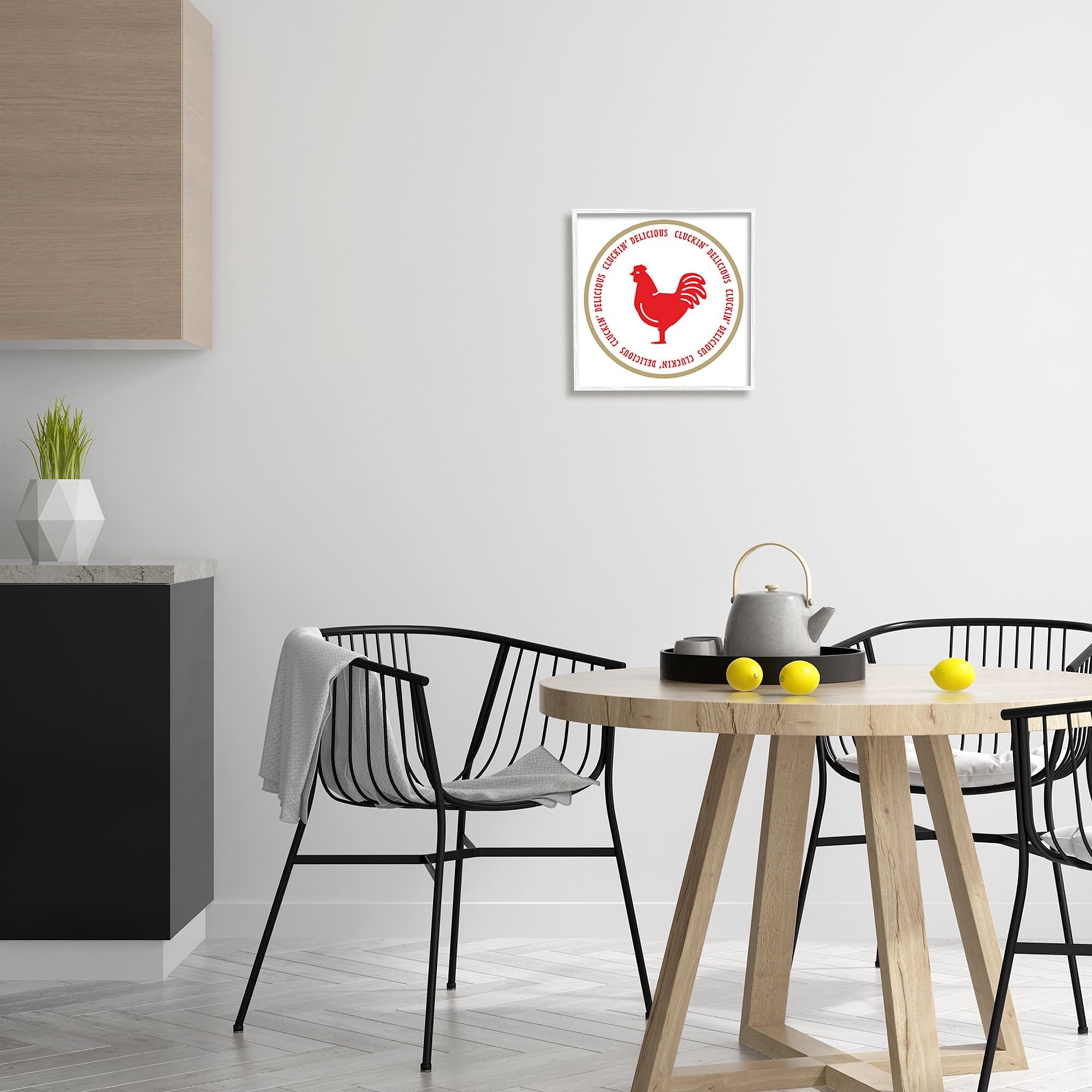 Stupell Industries Cluckin' Delicious Phrase Animals & Insects Painting White Framed Art Print Wall Art, 12 x 12
