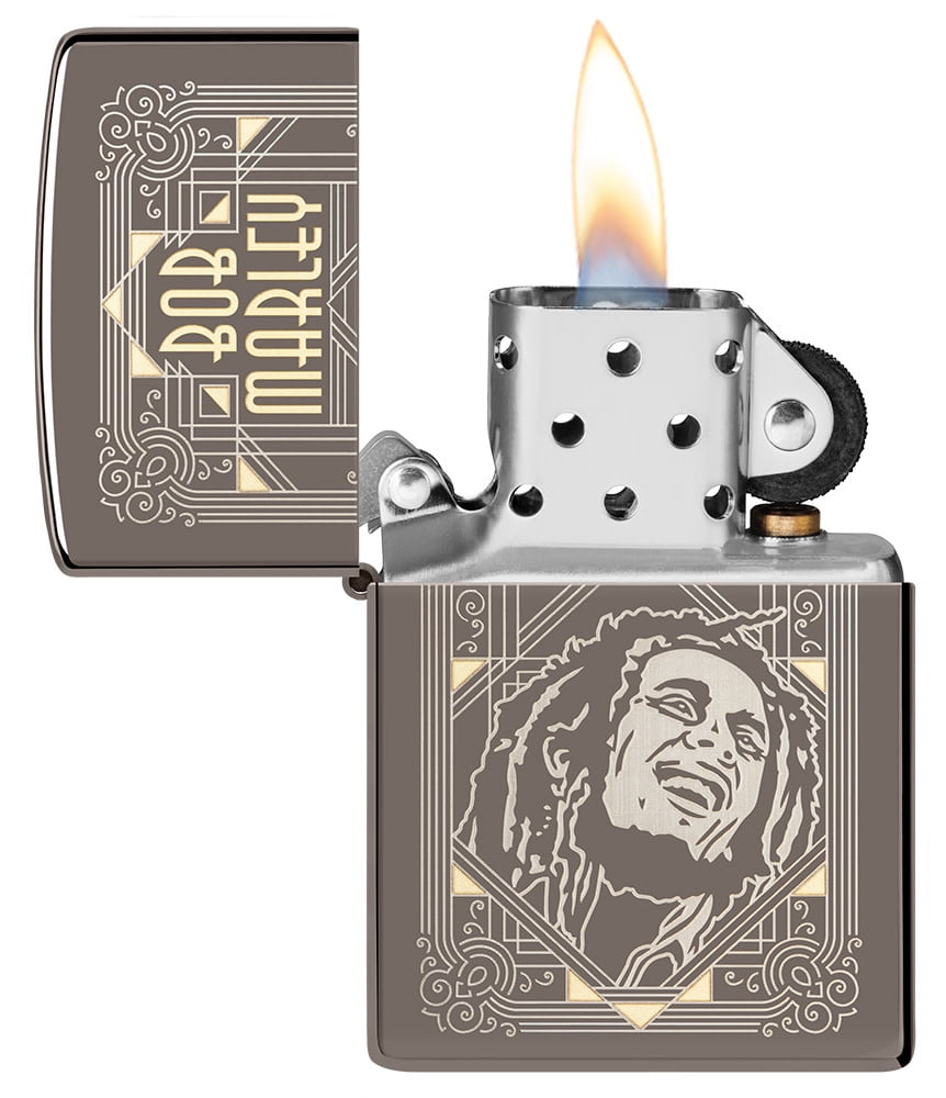 Zippo Bob Marley Laser Two Tone Black Ice Pocket Lighter