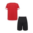 thumbnail image 2 of Hansber Kids Boys Basketball Jersey Football Uniform V Neck Shirts Tops with Sport Shorts Football Red 22, 2 of 7