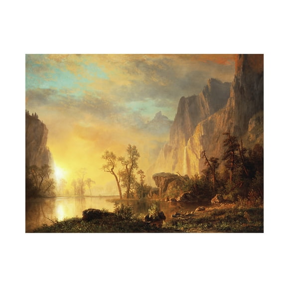 Trademark Fine Art Albert Biersdant Sunset in the Rockies Canvas Wall Art - 35x47