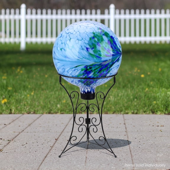 Northlight 11.25" Black Ornate Standing Outdoor Garden Gazing Ball Stand