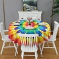thumbnail image 2 of Colorful Rainbow Tie Dye Spiral Pattern Round Tablecloth 60"x60",Wrinkle Wipeable Table Cloth for Kitchen Dining Room Picnic Patio Party, 2 of 6