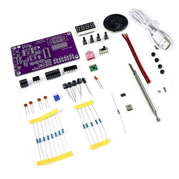 Multifunction Radio DIY Kit 87-108MHz FM Adjustable Module LED Digital Display Volume No Shell