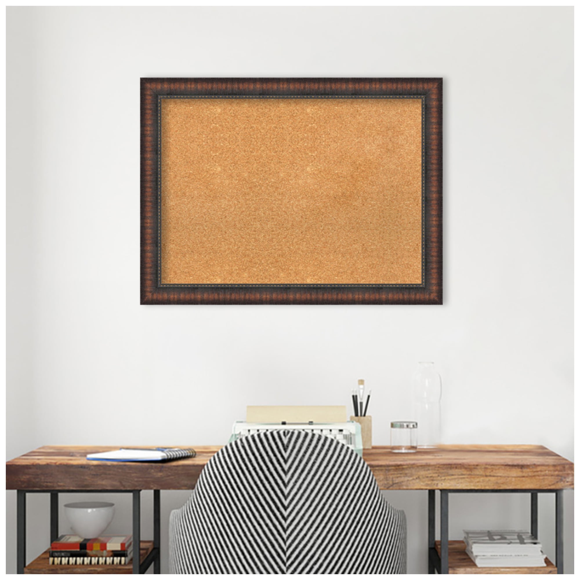 Amanti Art Natural Cork Board Framed Caleb Brown Bulletin Board 32 in. x 24 in.