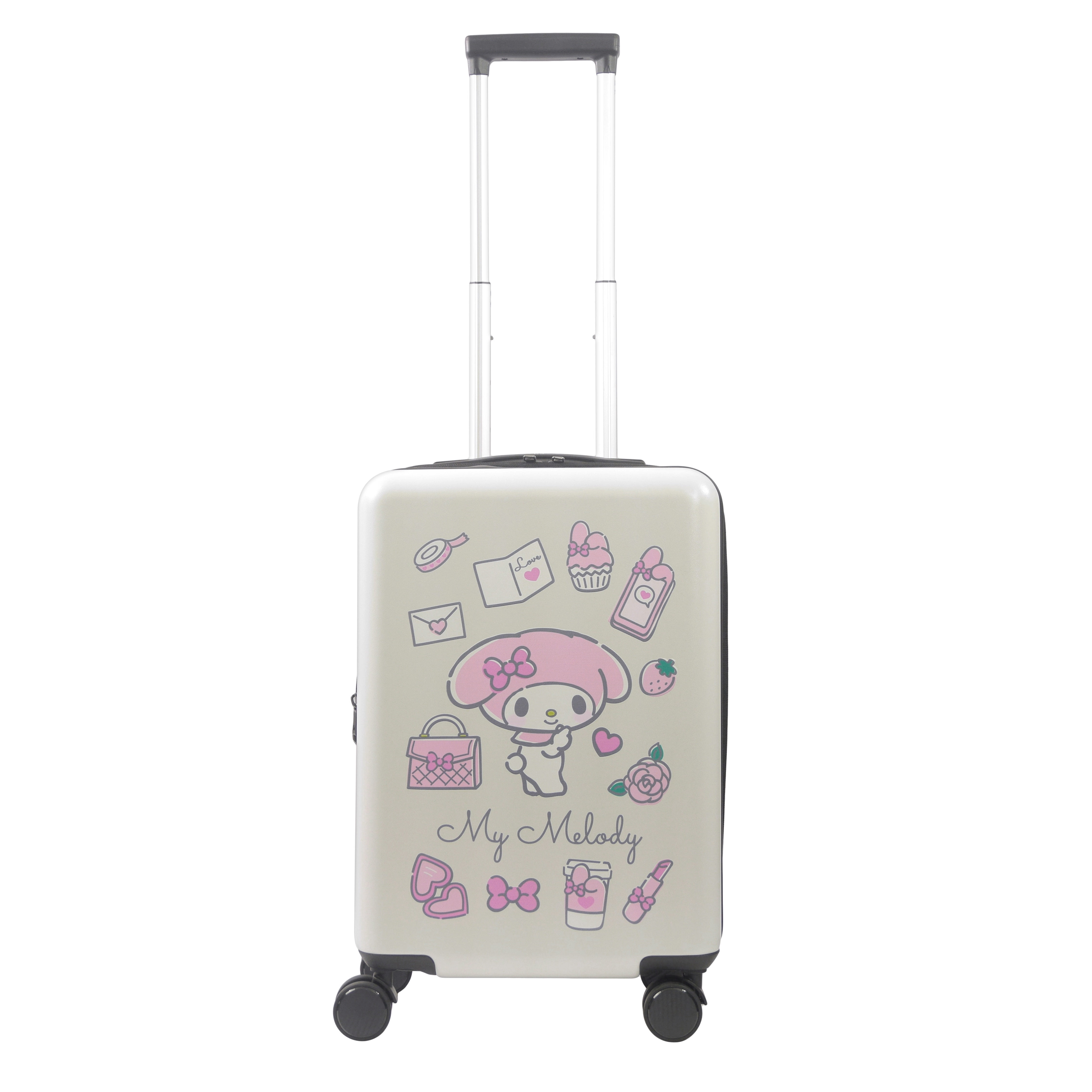 FUL Sanrio My Melody 22.5 Inch Carry On Luggage, Hardshell Rolling Suitcase with Spinner Wheels, White