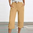 thumbnail image 2 of Mitankcoo Women's Elastic Waist Capris Pant - Drawstring Relaxed Fit - Casual Pockets Cropped Trousers, 2 of 5