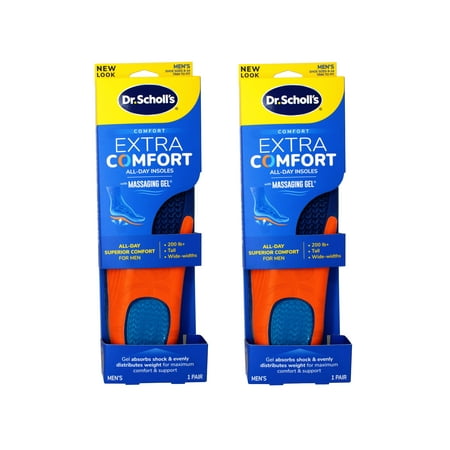 Dr. Scholls Comfort And Energy Extra Support Insoles With Massaging Gel For Men, Size 8-14, 1 Pair, 2 Pack