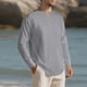 thumbnail image 1 of pstuiky camisa de manga larga para hombre, Camiseta deportiva informal de manga larga con botones y cuello redondo para hombre, color liso Tops de talla grande para hombre l, 1 of 9
