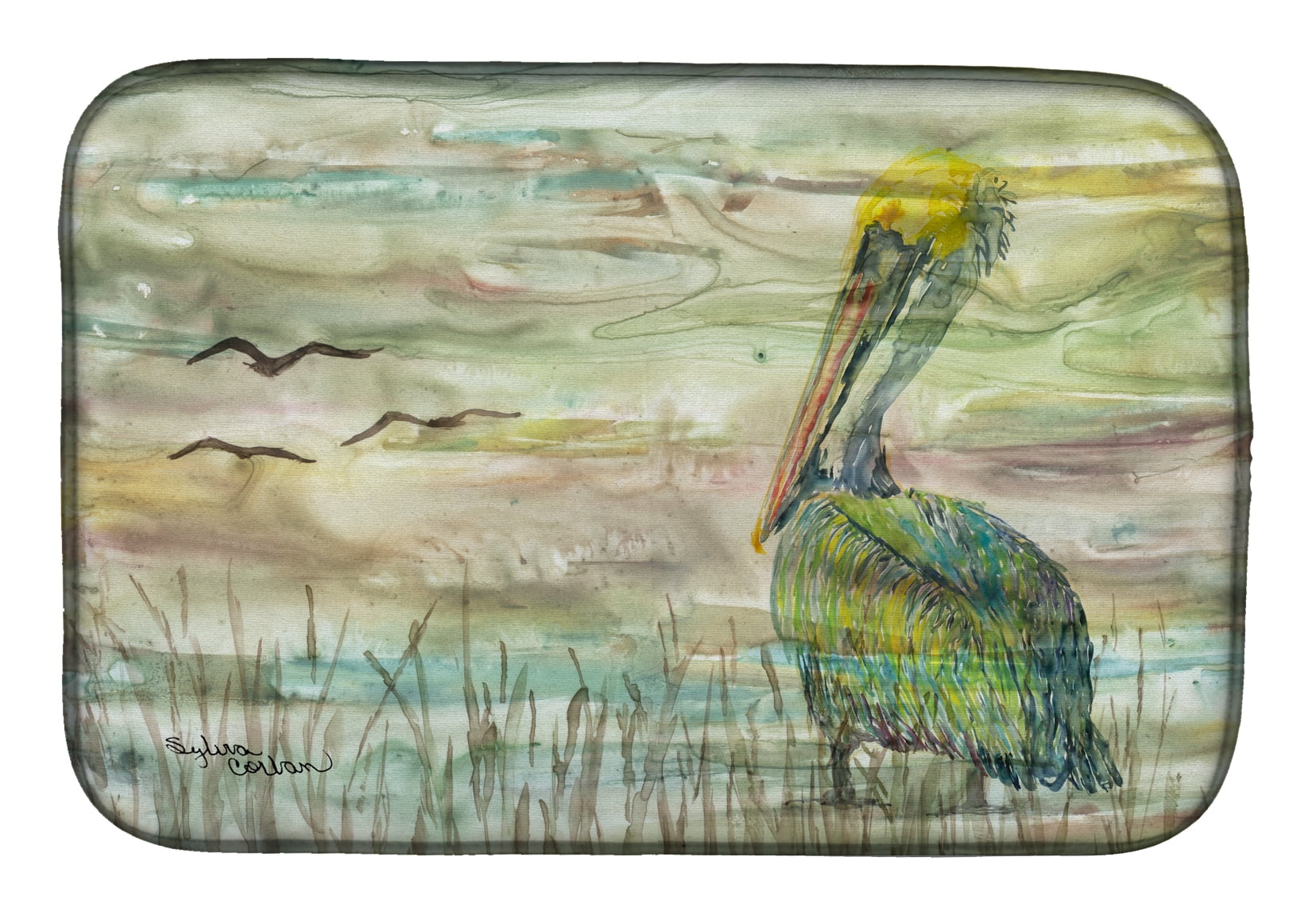 Pelican Sunset Dish Drying Mat